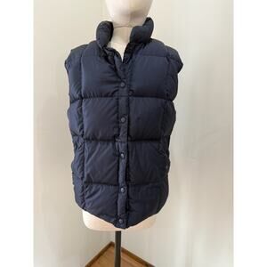 Lands' End Winter Down Puffer Puffy Navy Vest Women's M 10-12 Ski Hiking